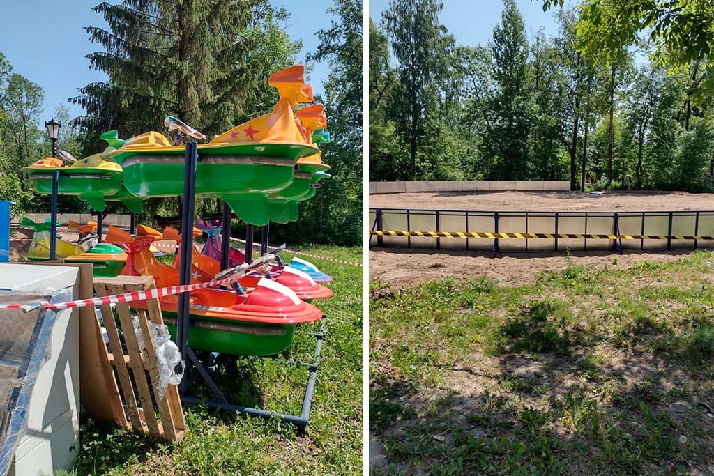 В Соляной сад привезли бассейн с бамперными лодками.